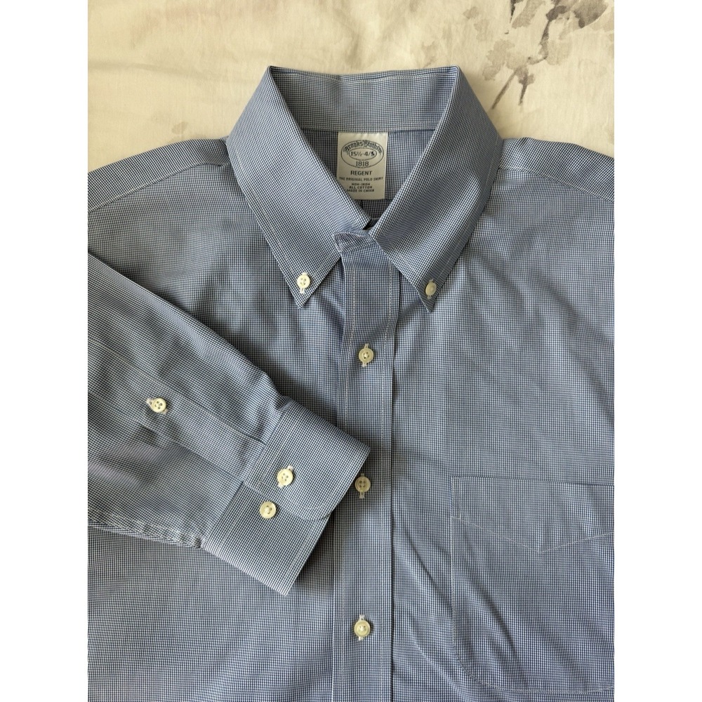 Brooks Brothers Regent Cotton Button Up Dress Shirt Micro Houndstooth Non Iron